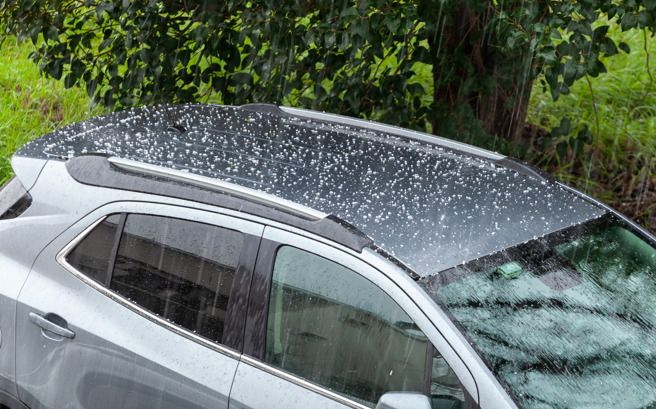 Vehicle getting hit by hail